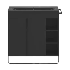 GoodHome Plan vasque faible profondeur noir Nira 80 cm