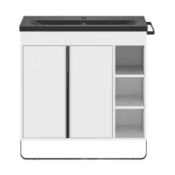 GoodHome Plan vasque faible profondeur noir Nira 80 cm