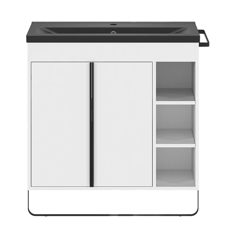 GoodHome Plan vasque faible profondeur noir Nira 80 cm