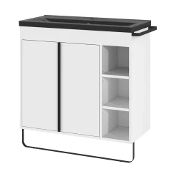 GoodHome Plan vasque faible profondeur noir Nira 80 cm