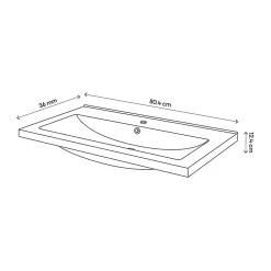 GoodHome Plan vasque faible profondeur noir Nira 80 cm