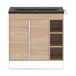 GoodHome Plan vasque faible profondeur noir Nira 80 cm