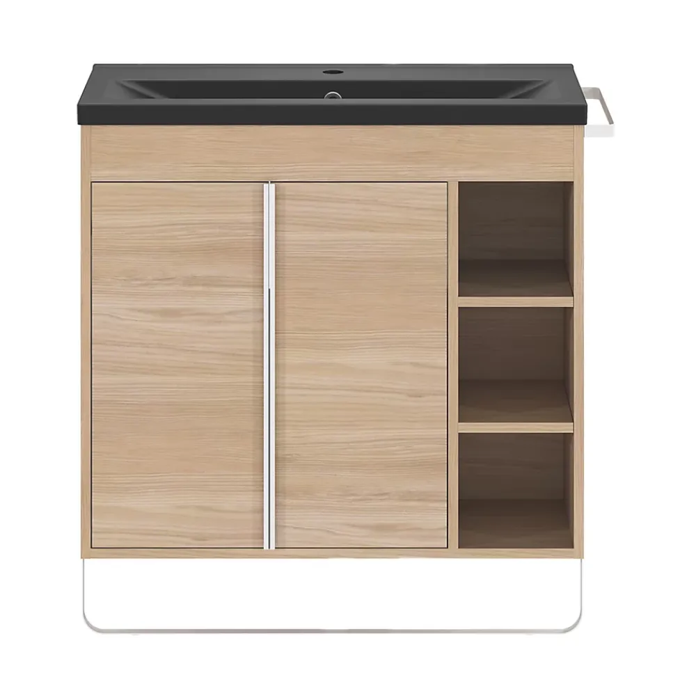 GoodHome Plan vasque faible profondeur noir Nira 80 cm
