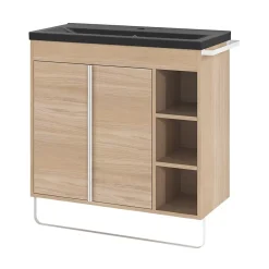 GoodHome Plan vasque faible profondeur noir Nira 80 cm