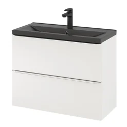 GoodHome Plan vasque faible profondeur noir Nira 80 cm