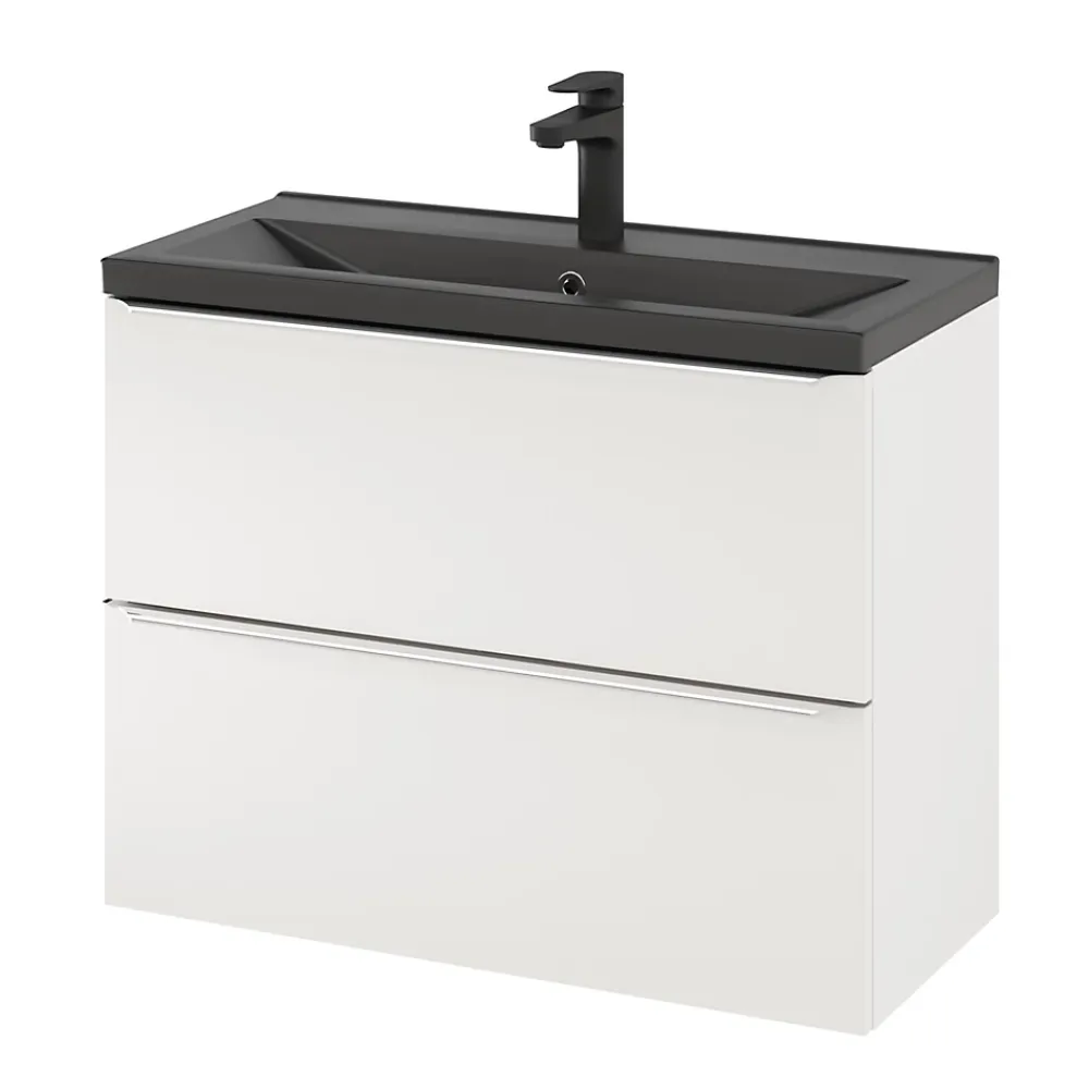 GoodHome Plan vasque faible profondeur noir Nira 80 cm