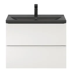 GoodHome Plan vasque faible profondeur noir Nira 80 cm