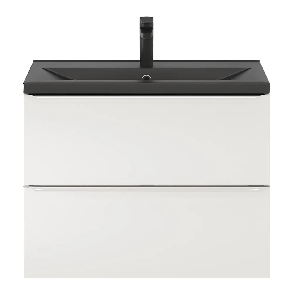 GoodHome Plan vasque faible profondeur noir Nira 80 cm