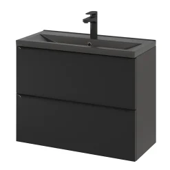 GoodHome Plan vasque faible profondeur noir Nira 80 cm
