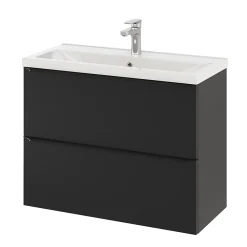 GoodHome Plan vasque faible profondeur blanc Nira 80 cm