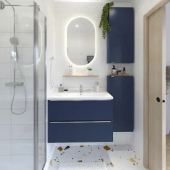 GoodHome Plan vasque faible profondeur blanc Nira 80 cm
