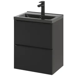 Plan Simple Vasque|GoodHome Plan vasque faible profondeur noir Nira 50 cm
