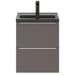 Plan Simple Vasque|GoodHome Plan vasque faible profondeur noir Nira 50 cm