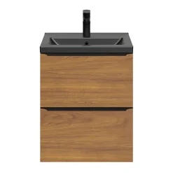 Plan Simple Vasque|GoodHome Plan vasque faible profondeur noir Nira 50 cm