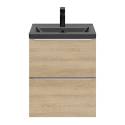 Plan Simple Vasque|GoodHome Plan vasque faible profondeur noir Nira 50 cm