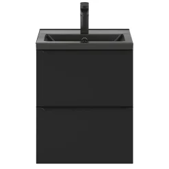 Plan Simple Vasque|GoodHome Plan vasque faible profondeur noir Nira 50 cm