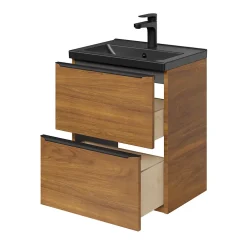 Plan Simple Vasque|GoodHome Plan vasque faible profondeur noir Nira 50 cm