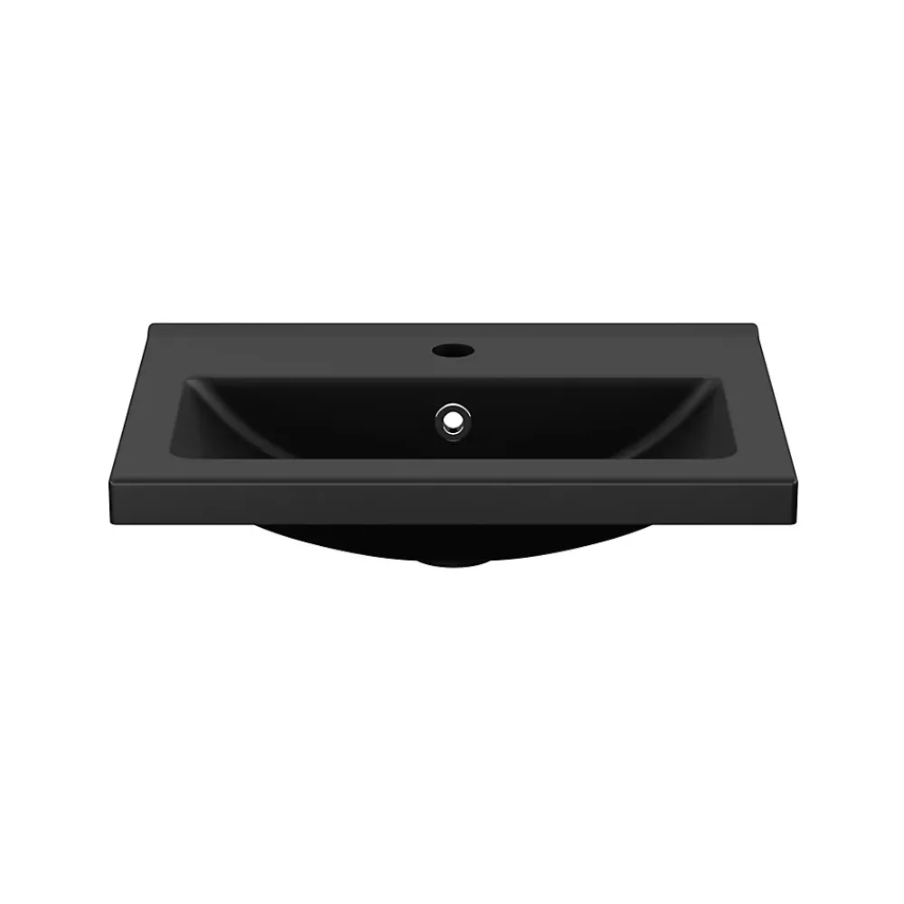 Plan Simple Vasque|GoodHome Plan vasque faible profondeur noir Nira 60 cm