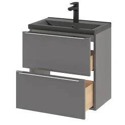 Plan Simple Vasque|GoodHome Plan vasque faible profondeur noir Nira 60 cm