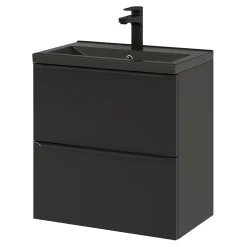 Plan Simple Vasque|GoodHome Plan vasque faible profondeur noir Nira 60 cm