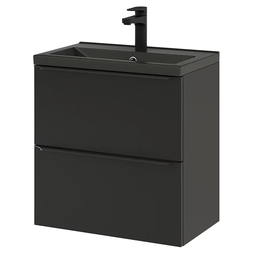 Plan Simple Vasque|GoodHome Plan vasque faible profondeur noir Nira 60 cm