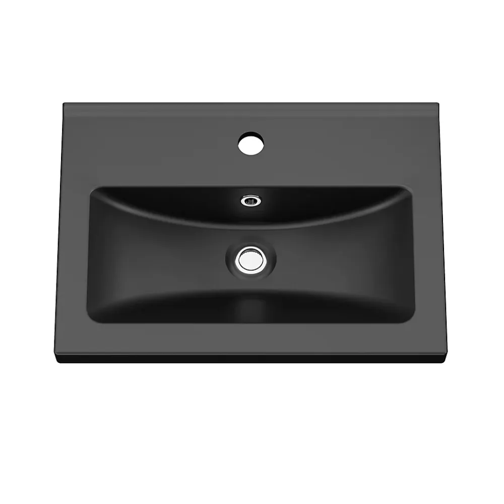 Plan Simple Vasque|GoodHome Plan vasque faible profondeur noir Nira 60 cm