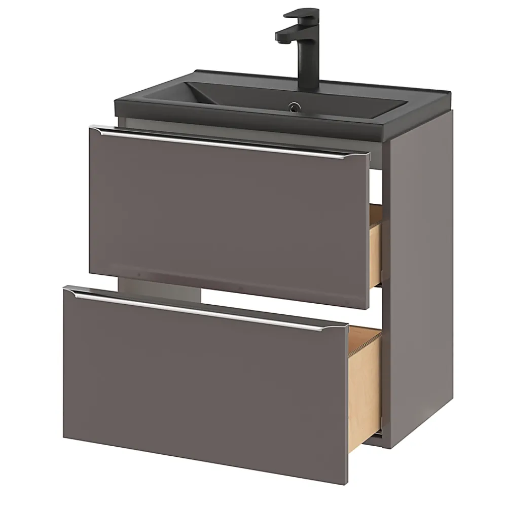 Plan Simple Vasque|GoodHome Plan vasque faible profondeur noir Nira 60 cm