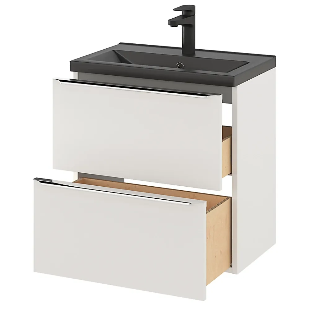 Plan Simple Vasque|GoodHome Plan vasque faible profondeur noir Nira 60 cm