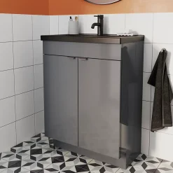 Plan Simple Vasque|GoodHome Plan vasque faible profondeur noir Nira 60 cm