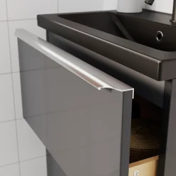 Plan Simple Vasque|GoodHome Plan vasque faible profondeur noir Nira 60 cm