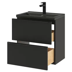Plan Simple Vasque|GoodHome Plan vasque faible profondeur noir Nira 60 cm
