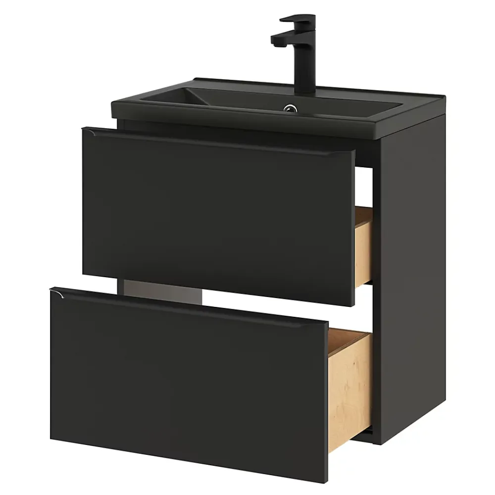 Plan Simple Vasque|GoodHome Plan vasque faible profondeur noir Nira 60 cm