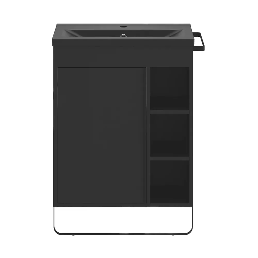 Plan Simple Vasque|GoodHome Plan vasque faible profondeur noir Nira 60 cm