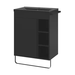 Plan Simple Vasque|GoodHome Plan vasque faible profondeur noir Nira 60 cm