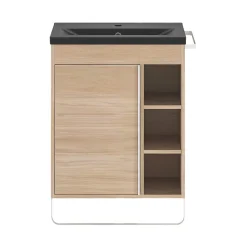 Plan Simple Vasque|GoodHome Plan vasque faible profondeur noir Nira 60 cm
