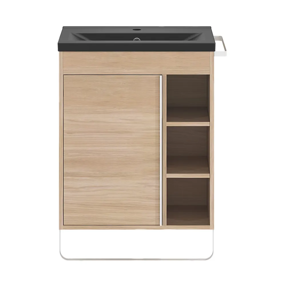 Plan Simple Vasque|GoodHome Plan vasque faible profondeur noir Nira 60 cm