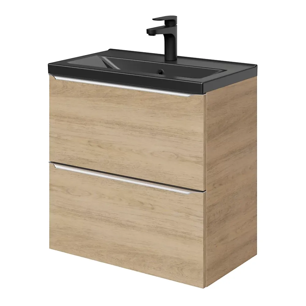 Plan Simple Vasque|GoodHome Plan vasque faible profondeur noir Nira 60 cm