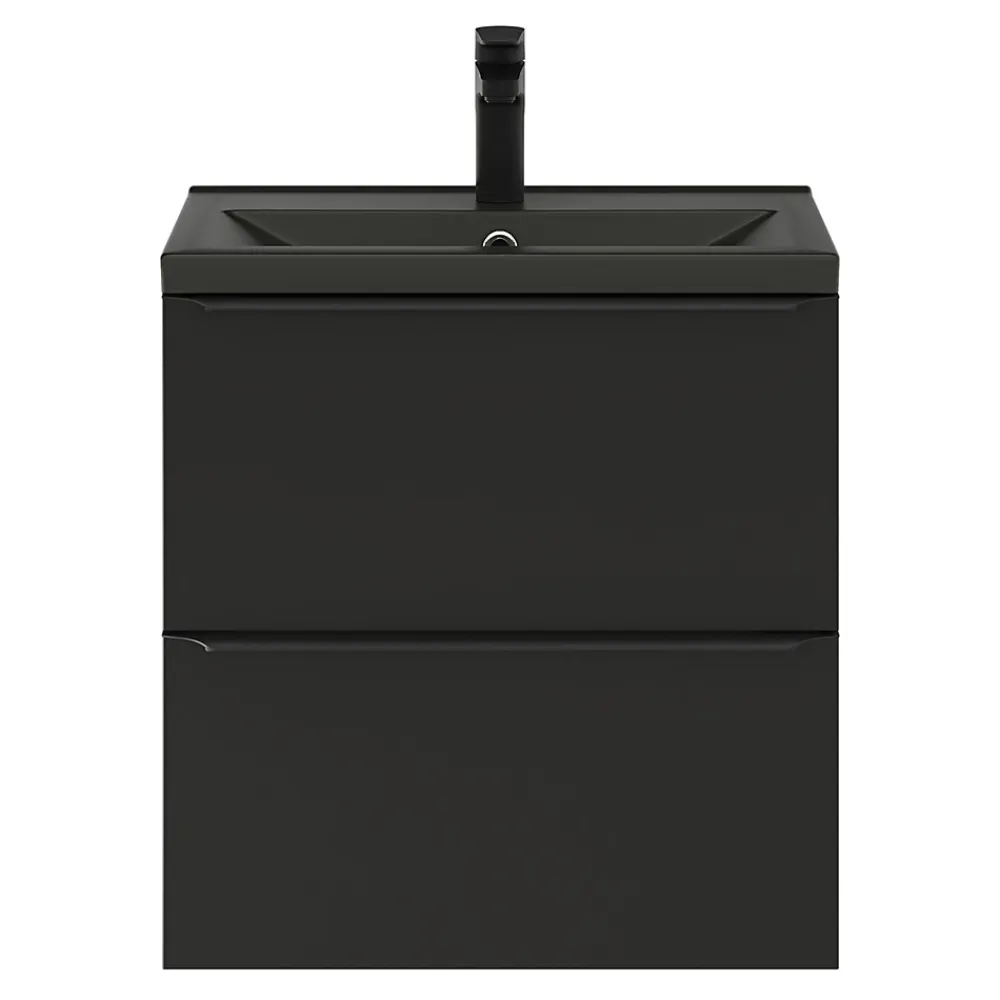 Plan Simple Vasque|GoodHome Plan vasque faible profondeur noir Nira 60 cm