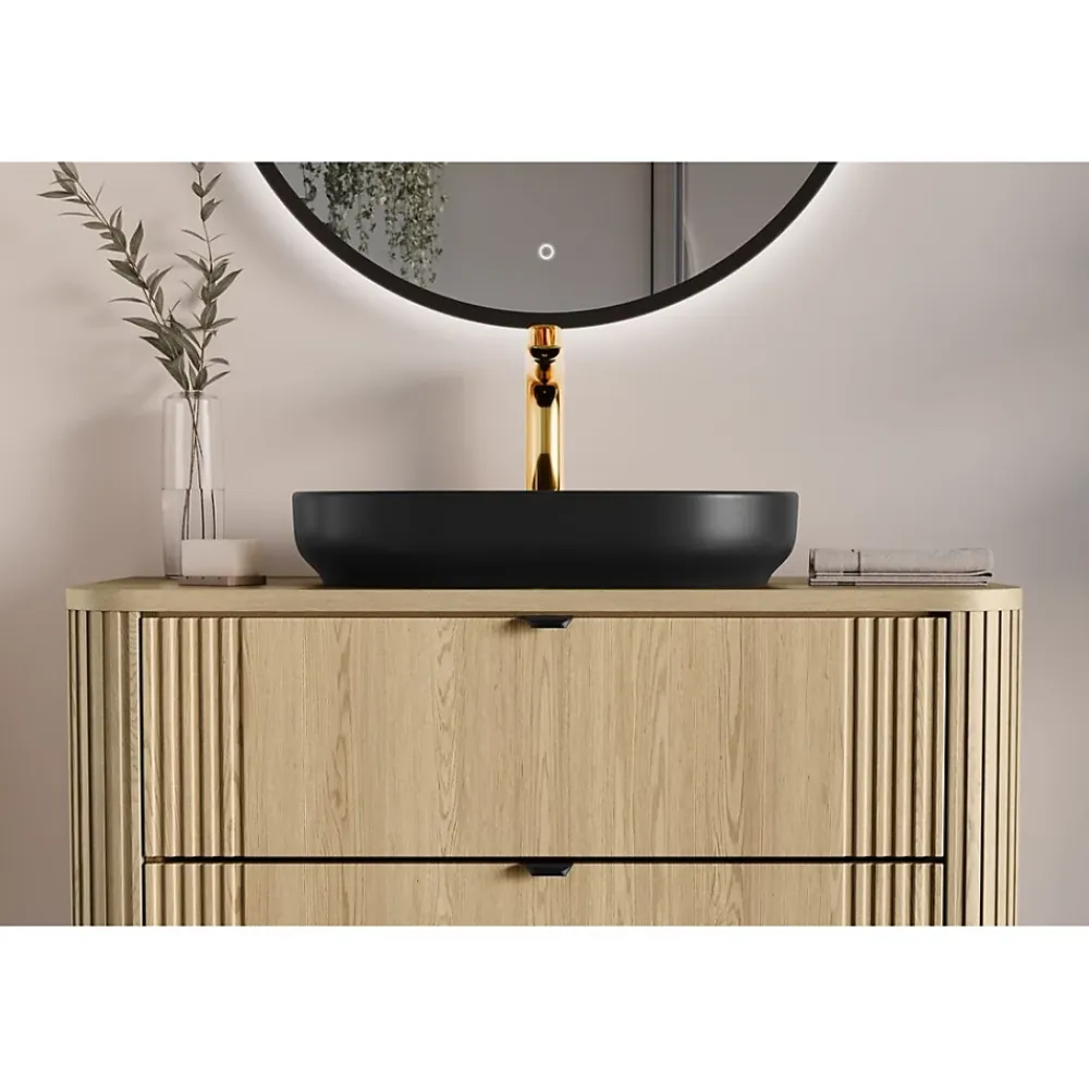 Plan Double Vasque|Meublorama Plan vasque KORI 100 cm chene clair Accessoire pour meuble sous vasque