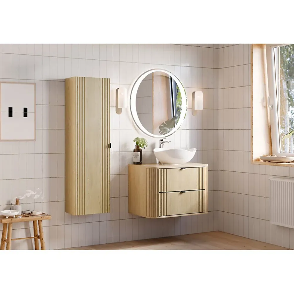 Meublorama Plan vasque KORI 80 cm chene clair Accessoire pour meuble sous vasque