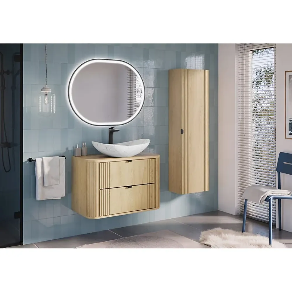 Meublorama Plan vasque KORI 80 cm chene clair Accessoire pour meuble sous vasque