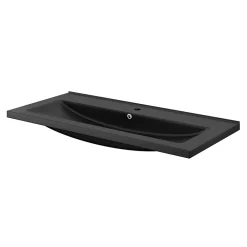 Plan Simple Vasque|GoodHome Plan vasque l.100 cm Nira en porcelaine vitrifié coloris noir