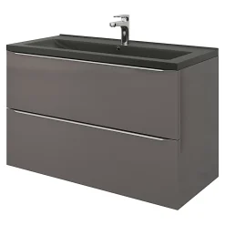 Plan Simple Vasque|GoodHome Plan vasque l.100 cm Nira en porcelaine vitrifié coloris noir