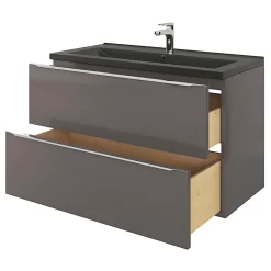 Plan Simple Vasque|GoodHome Plan vasque l.100 cm Nira en porcelaine vitrifié coloris noir