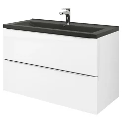 Plan Simple Vasque|GoodHome Plan vasque l.100 cm Nira en porcelaine vitrifié coloris noir