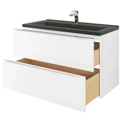 Plan Simple Vasque|GoodHome Plan vasque l.100 cm Nira en porcelaine vitrifié coloris noir