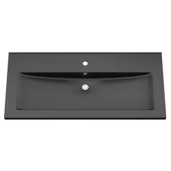 Plan Simple Vasque|GoodHome Plan vasque l.100 cm Nira en porcelaine vitrifié coloris noir