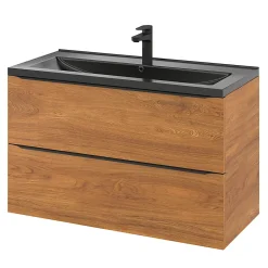 Plan Simple Vasque|GoodHome Plan vasque l.100 cm Nira en porcelaine vitrifié coloris noir