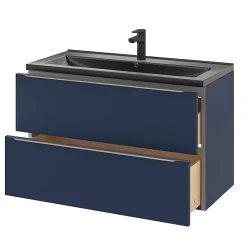 Plan Simple Vasque|GoodHome Plan vasque l.100 cm Nira en porcelaine vitrifié coloris noir