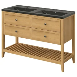 Plan Simple Vasque|GoodHome Plan vasque l.100 cm Nira en porcelaine vitrifié coloris noir
